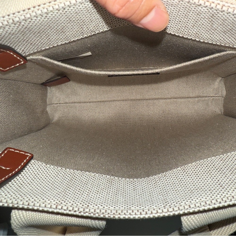 Chloe Cream and Brown Canvas Small Tote - Picture 4 of 16